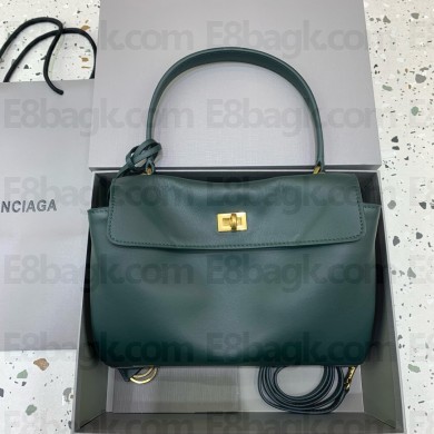 BALENCIAGA Women's Rodeo small Handbag in pine green/gold 2024