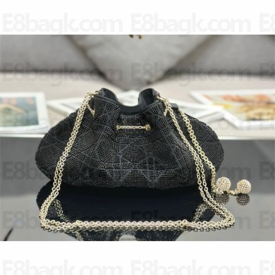 Dior Dream Bucket bag in Cannage Cotton with Bead Embroidery Black 2023