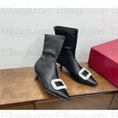 Roger Vivier ters viv women's silk pointed boots-black heel 5.5cm 01 2024