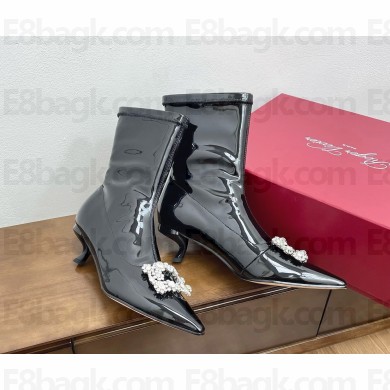 Roger Vivier ters viv women's Patent leather pointed boots-black heel 5.5cm 01 2024