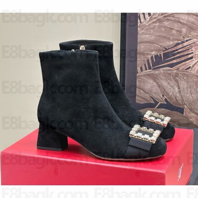 Roger Vivier ters viv women's ankle boots in suede leather-black heel 4.5cm 2024