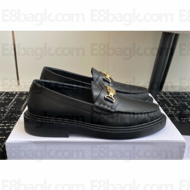 CELINE UNIVERSITÉ TRIOMPHE CHAIN LOAFFER in POLISHED BULL calfskin matte black 2024