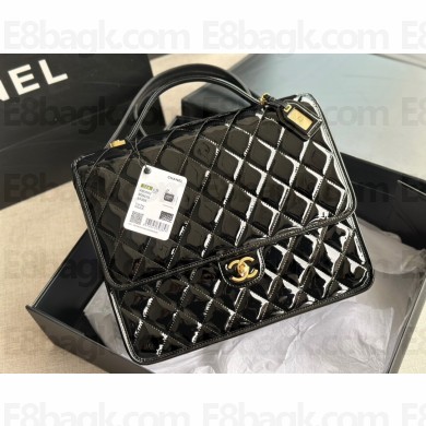 Chanel Large Backpack in Patent Calfskin AS3662 black 2022