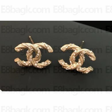 Chanel Crystal Twist CC Stud Earrings Gold 2018