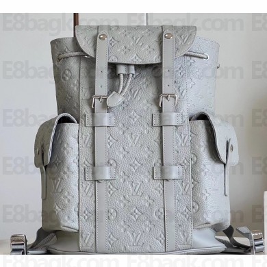 Louis Vuitton Christopher PM Bag in Embossed Taurillon Monogram leather M23146 Mineral Gray 2023