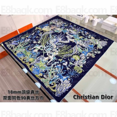 Dior navy Cabinet de la Mer 90 Square Scarf 2025