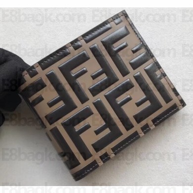 Fendi FF Logo Leather Bi-Fold Wallet Coffee 2019