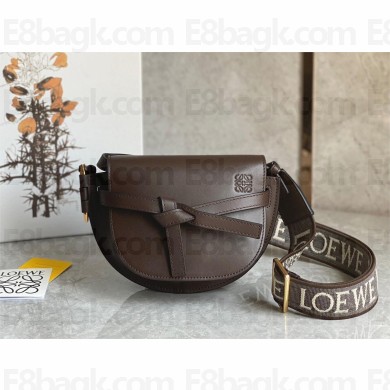 Loewe Mini Gate Dual Bag Chocolate in Soft Calfskin and Jacquard 2023