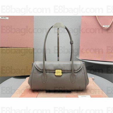 MIU MIU LEATHER SHOULDER bag 5BD265 GRAY 2024