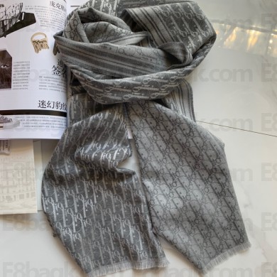 Dior men's Cashmere oblique scarf gray 2022