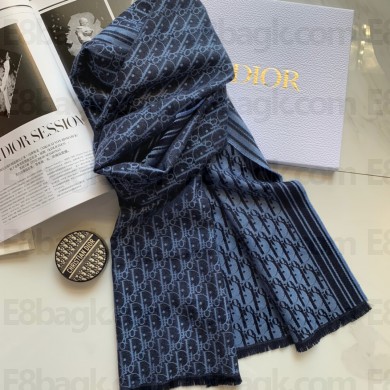 Dior men's Cashmere oblique scarf blue 2022