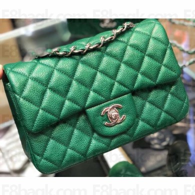 Chanel Pearl Caviar Calfskin Small Classic Flap Bag A1116 Green