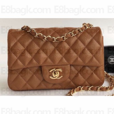 Chanel Pearl Caviar Calfskin Small Classic Flap Bag A1116 Caramel/Gold