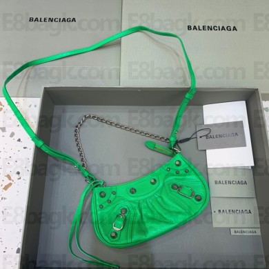 Balenciaga Le Cagole Mini Purse With Chain in Arena lambskin green 2022