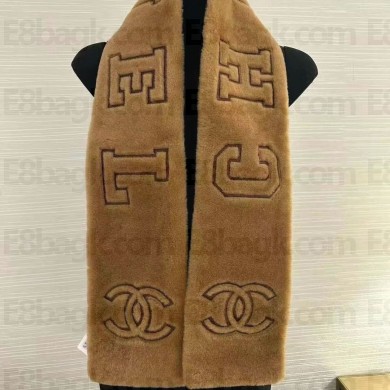 chanel Shearling Lambskin brown scarf AAA430 2024