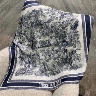 DIOR Toile de Jouy Sauvage Square Scarf navy 2022