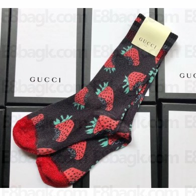 Gucci Strawberry Socks Black 2019