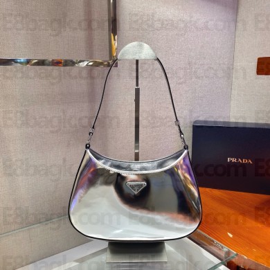 Prada Cleo brushed leather shoulder Bag 1BC499 silver 2024