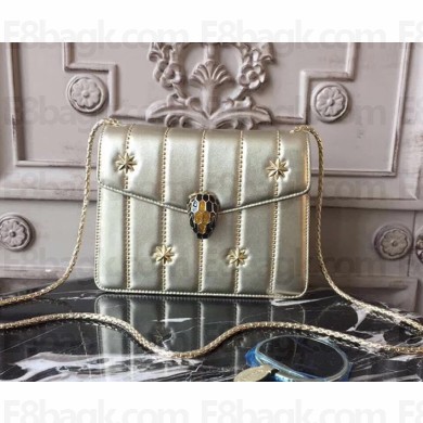 Bvlgari Serpenti Forever Quilted Stars Flap Small Cover Bag Pale Gold  