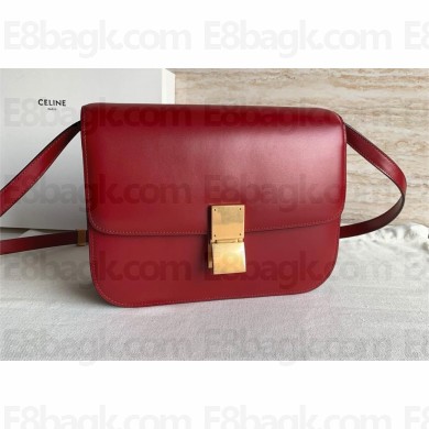 Celine Medium Classic box Bag in Calfskin red