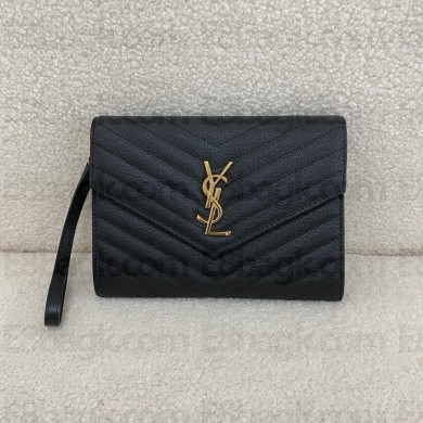 Saint Laurent CASSANDRE MATELASSÉ FLAP POUCH in grain de poudre leather black(original quality)