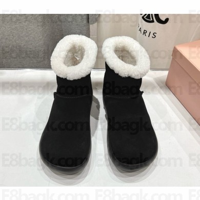 Miu Miu suede leather ankle boots with shearling black 2024