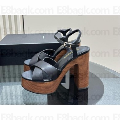 Saint Laurent Bianca 85 leather platform sandals black 2024