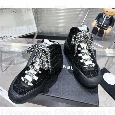 Chanel Wool Tweed sneakers G46008 black 2024