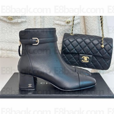 Chanel HEEL 5CM ankle boots WITH buckle black 2023