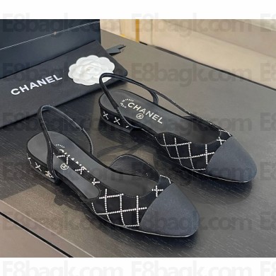 chanel Slingbacks Suede Goatskin & Grosgrain black G31319 2025