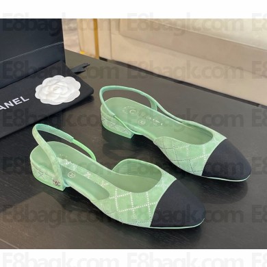chanel Slingbacks Suede Goatskin & Grosgrain green G31319 2025