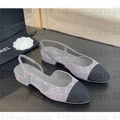 chanel Slingbacks Suede Goatskin & Grosgrain grey G31319 2025