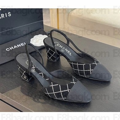 chanel Slingbacks Suede Goatskin & Grosgrain Black G45509 heel 6.5cm 2025