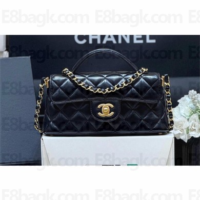 Chanel mini Flap Bag with Top Handle in Lambskin AS5354 BLACK 2025(original quality)