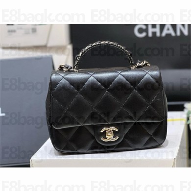 CHANEL black Mini Flap Bag with Top Handle IN LAMBSKIN AS5243 2025(original quality)
