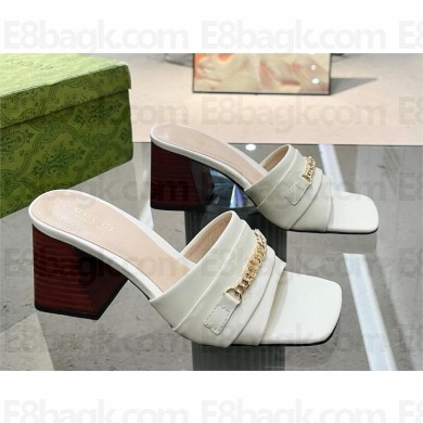 Gucci Signoria slide sandal in white leather 786595 2024