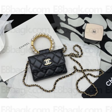 Chanel Pearl Bracelet Clutch With Chain black AP2274 2021