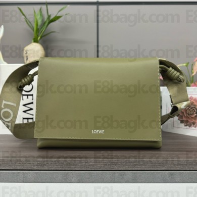 Loewe Flamenco satchel in shiny supple calfskin hunter green