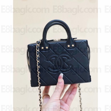 Chanel Calfskin Small Vanity Case with Top Handle AS3344 Black 2022(ORIGINAL QUALITY)