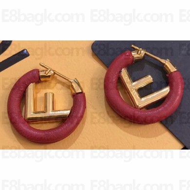 Fendi F Is Fendi Loop Earrings Red/Gold