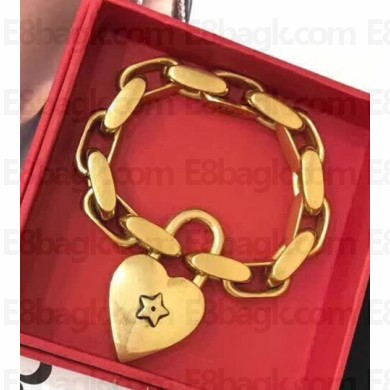 Dior "Lucky Locket" Bracelet with Heart padlock Aged Gold 2018