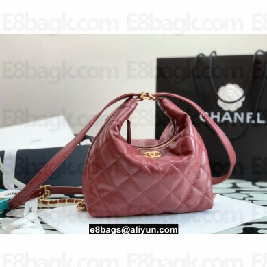 Chanel Lambskin Maxi Hobo Bag AS3488 Dark Red 2022