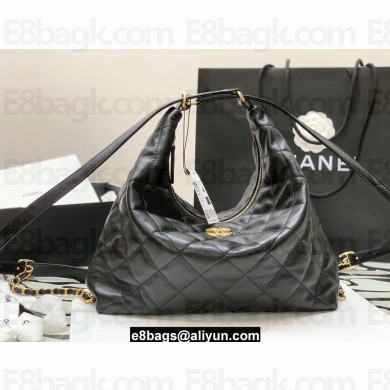 Chanel Lambskin Maxi Hobo Bag AS3488 Black 2022