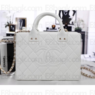 Chanel Calfskin Vanity Case Bag AS3345 White 2022