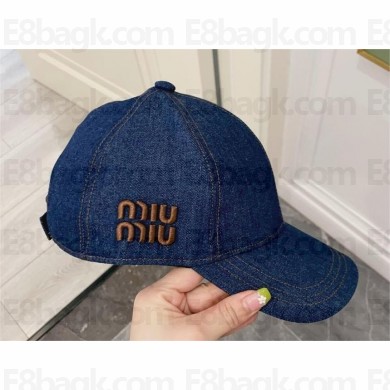 Miu Miu DENIM Baseball Cap BLUE+TOBACCO 2024