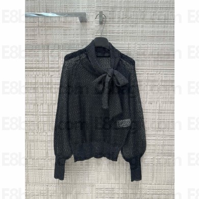 Dior Black Mohair, Alpaca and Silk Blend Knit ASCOT sweater 2024