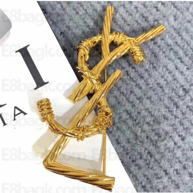 Saint Laurent Monogram Draped Bow YSL Brooch 01