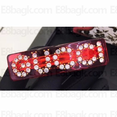 Gucci Crystal "Gucci" Single Hair Barrette Red 2019