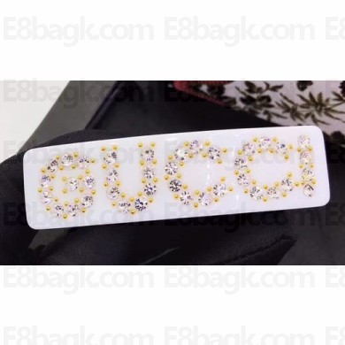 Gucci Crystal "Gucci" Single Hair Barrette White 2019