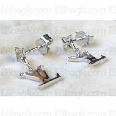 Louis Vuitton LV Logo Earrings Silver